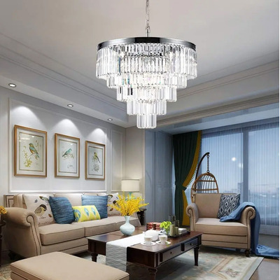 Lampara Colgante Cristal 60cm 5 Pisos Negro 8 Luces E14 Dx