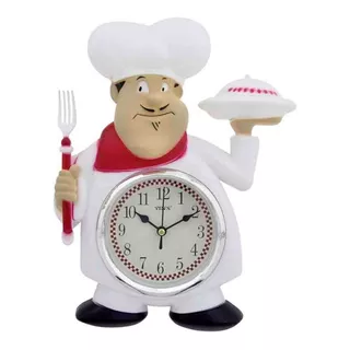 Relógio De Parede Em Plástico Chef Branco 29x23x5,5cm- Yin's