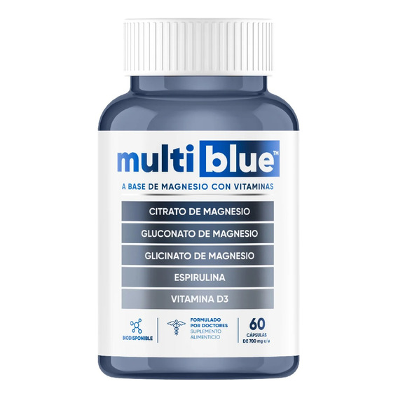 Multiblue Magnesio Con Vitaminas Fortalece Huesos 60caps Sabor Sin Sabor