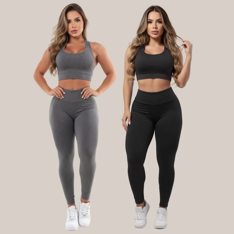 Kit 2 Conjuntos Calça Legging E Top Roupas Para Academia Kit 2 Conjuntos Calça Legging E Top Roupas Para Academia