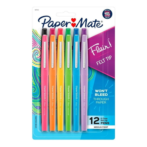 Rotuladores Marcador Paper Mate Flair Punta Media 12 Und