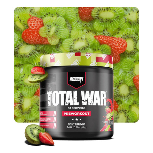 Suplemento en polvo Redcon1  Total War pre entreno sabor strawberry kiwi en bote de 441g