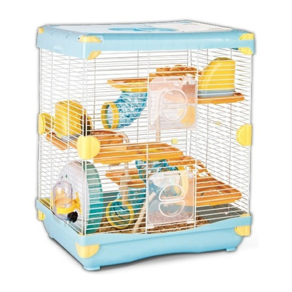 Jaula Plastica Hamster Land Azul 3 Pisos Anti-mordidas Sunny