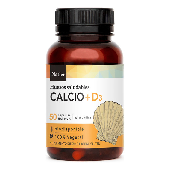 Natier Suplemento Calcio + Vitamina D3 Vegano X 50c 6c