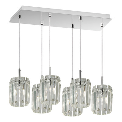 Colgante 6 Luces Canopus Cristal Apto Led G9 Moderno Pal Cristal