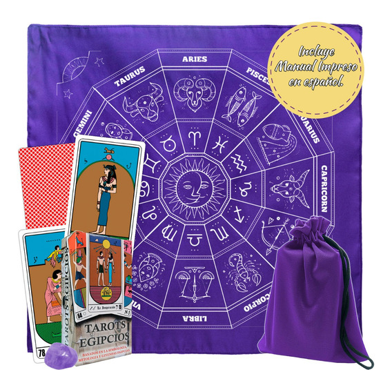 Tarot Egipcio Kier Español Morral+tapete+manual+mod Zodiacal