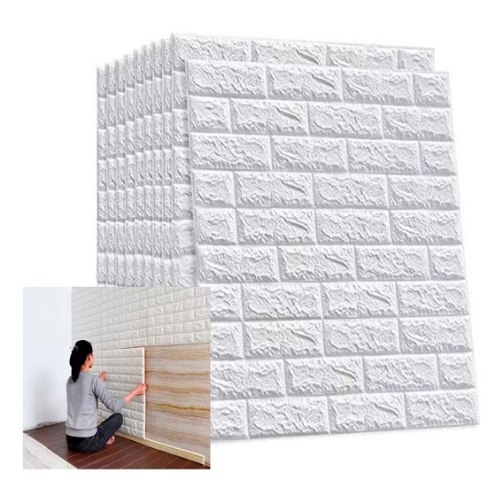 Panel 3d Adhesivo X 6 Und- Blanco Decoracion Pared