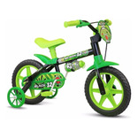 Bicicleta  urbana infantil Nathor Black   12 freios tambor cor preto/verde com rodas de treinamento