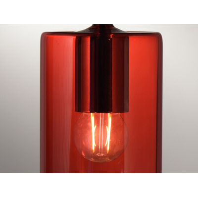 Lampara Colgante 1 Luz Fat Rojo Apto Led Vidrio Deco Moderno