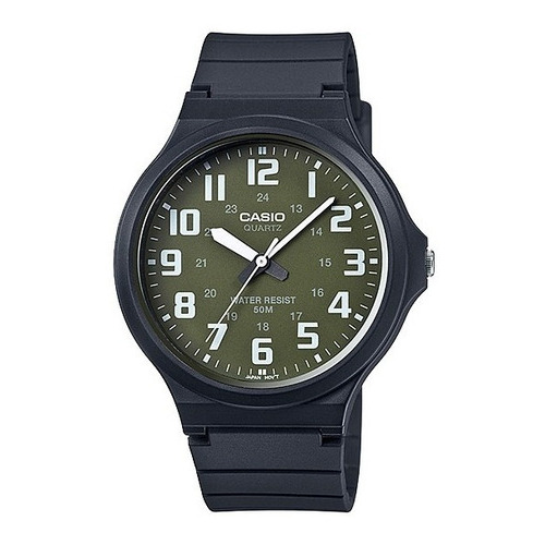 Reloj Casio Mw-240-3bv Super Liviano 50m Sumergible Local Color Del Fondo Negro Color De La Malla Negro Color Del Bisel Negro