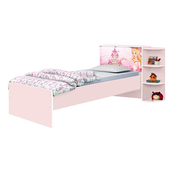 Cama 1 Plaza Princesa Premium + Baul + Repisa + Respaldo