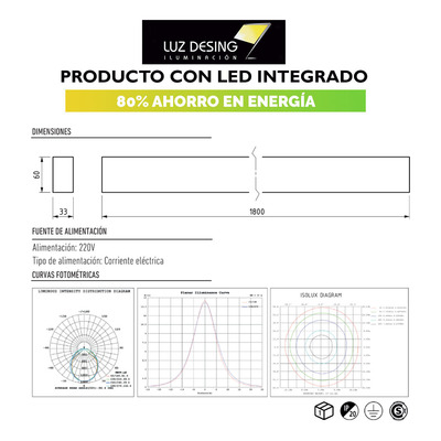 Perfil Led Dyna Blanco 180cm Dinámico Lineal 37,5w Lk  
