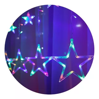 Cascata Led Com Estrelas Decoração 8 Funções Cor Das Luzes Colorida 220v