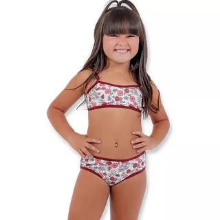 9 Conjunto Tanga E Top Lingerie Menina Moça Infantil S/ Bojo