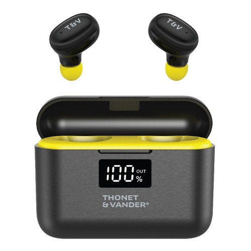 Audífonos in-ear inalámbricos Thonet And Vander Bohne Topp negro con luz LED