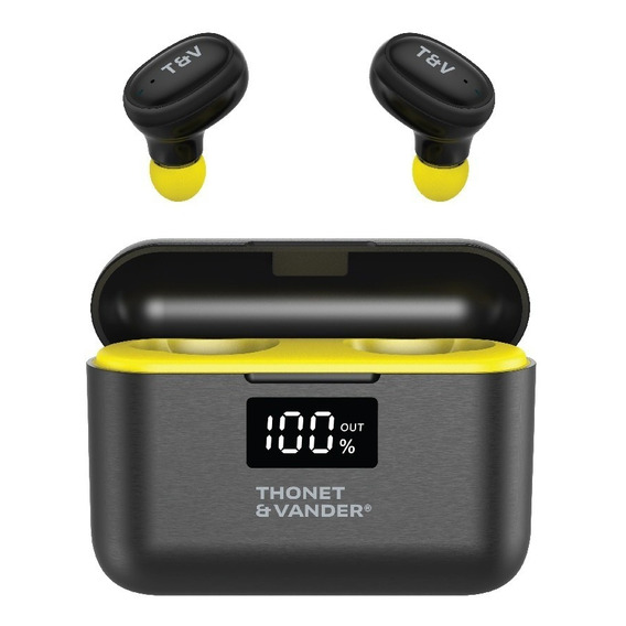 Audífonos in-ear inalámbricos Thonet And Vander Bohne Topp negro con luz LED