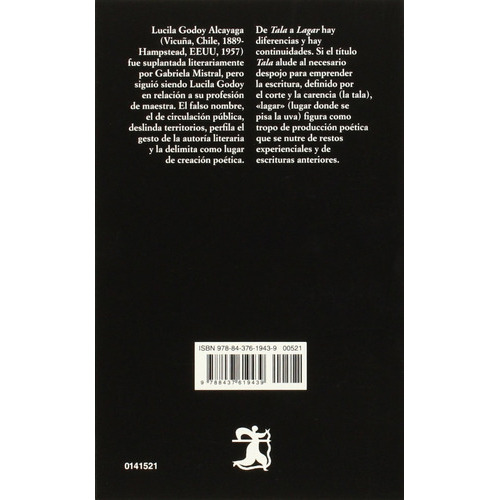 Tala Lagar, De Gabriela Mistral., Vol. 0. Editorial Cátedra, Tapa Blanda En Español, 1