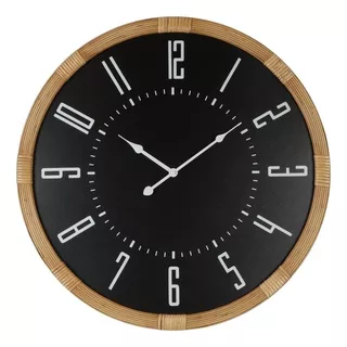 Reloj De Pared Mdf/rattan  Negro