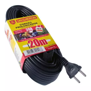 Extensão Cordão Prolongador Pp 2 Pinos 20m 20a Megatron 250v