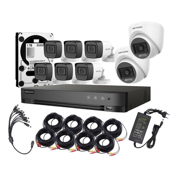 Kit 8 Camaras Fhd 1080p 1tb Microfono Audio Hikvision 