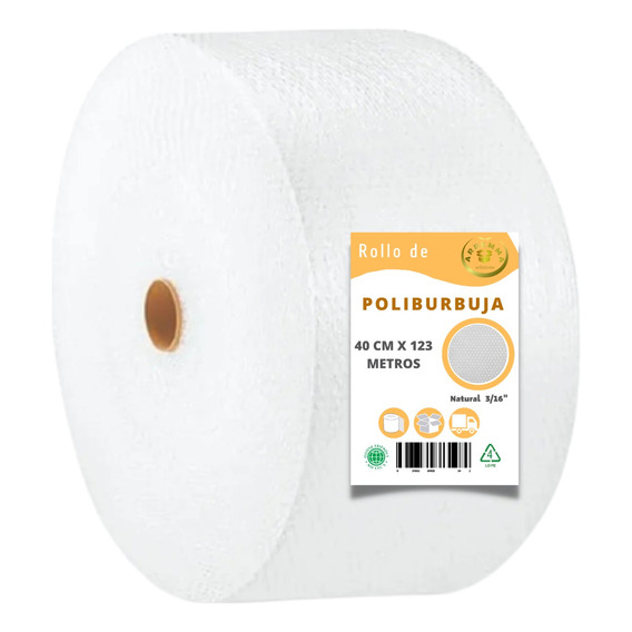 Papel Plastico Burbuja Chica Rollo De 40cm X 123 Metros