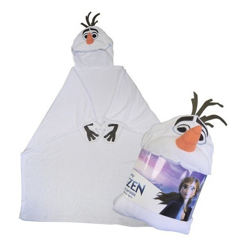 Abrigo Frazada Infantil  Disney Frozen Con Capucha Oficial Color Blanco