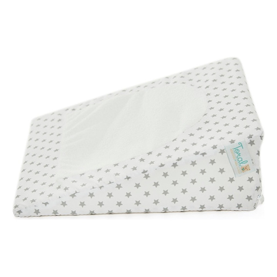 Almohada Antireflujo Para Bebés Toral Antifluido Color Blanca Con Gris