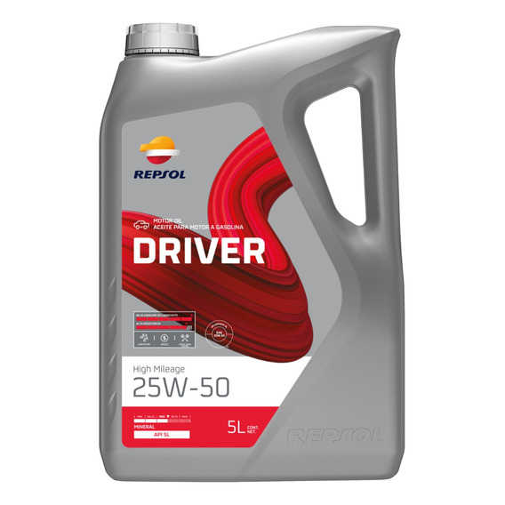 Aceite Mineral Repsol Driver High Mileage 25w-50 Api Sl 5 L