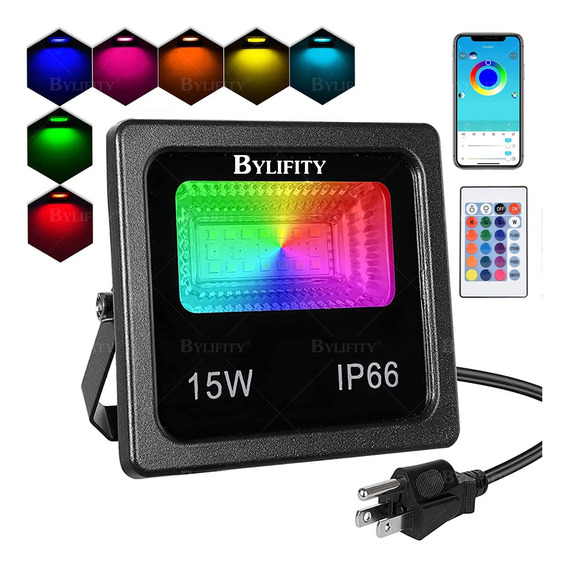 Reflector Led Rgb 15w Luses Led De Colores Exterior Ip66