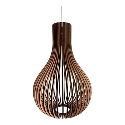 Lampara Colgante 1 Luz Samoa Madera Mdf 1029 Apto Led Ad