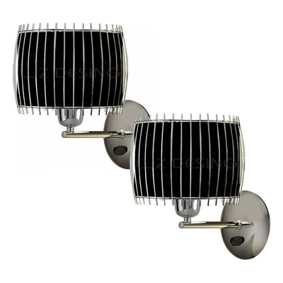 Pack X 2 Aplique Con Tecla Cromo Deco Moderno Negro