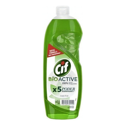 Detergente Cif Active Gel Limón Verde concentrado en botella 500 ml