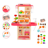 Kit Cozinha De Brinquedo Completa Infantil Cor Rosa