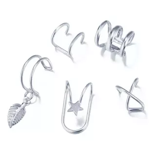 Ear Cuff Set 5 Piezas Aretes Falsa Perforación Moda Earcuff