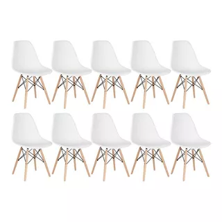 10 Cadeiras Charles Eames Wood Cozinha Eiffel Dsw Cores Cor Da Estrutura Da Cadeira Branco