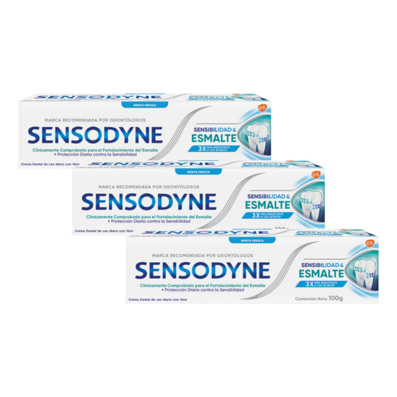 Combo X3 Sensodyne Crema Dental Sensibilidad Y Esmalte 100g