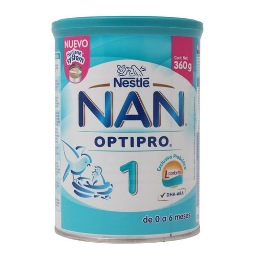 Leche de fórmula en polvo sin TACC Nestlé Nan Optipro 1 en lata de 1 de 360g - 0  a 6 meses