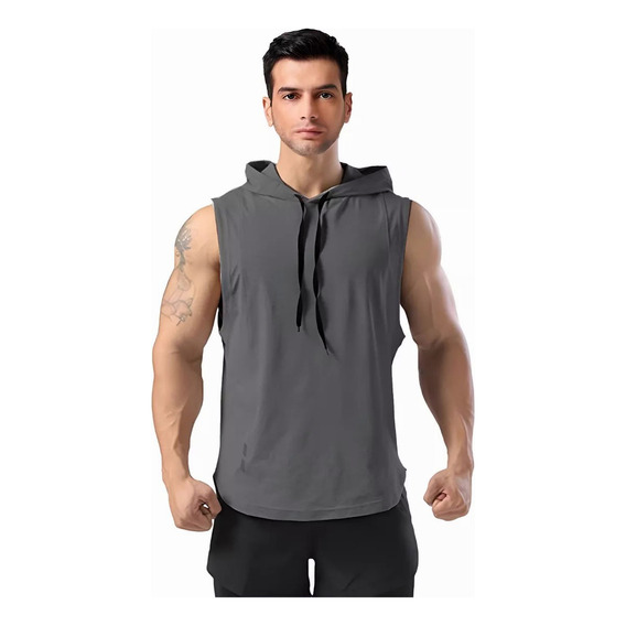 Camiseta Sin Mangas Con Capucha Para Hombre Fitness Deportes