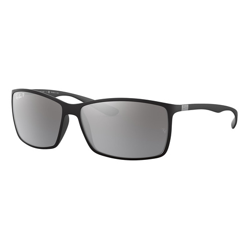 Anteojos de sol polarizados Ray-Ban RB4179 Standard con marco de liteforce color matte black, lente silver de policarbonato espejada, varilla matte black de liteforce