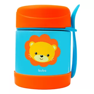 Pote Térmico Infantil Buba Animal Fun Leão 320ml Com Talher