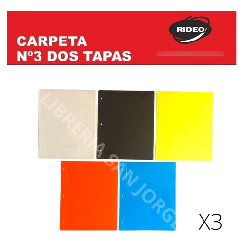Carpeta Dos Tapas N3 Plasticas Transparente Rideo X3 Uni