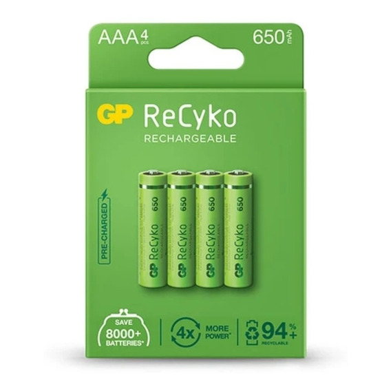 Pilas Baterías Aaa Recargables Gp 650mah Cartón X4 Promo 