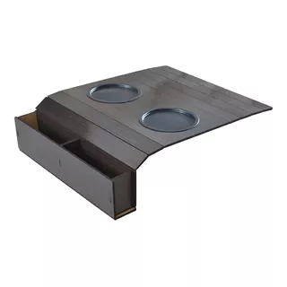 Bandeja Esteira Suporte Porta Copos Porta Controle Braço Sofa Madeira Mdf Cor Tabaco