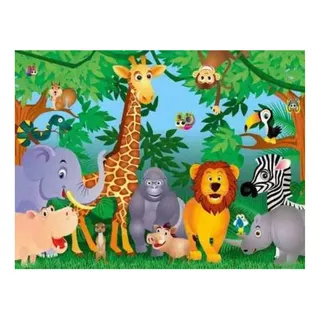 Painel Decorativo Festa Safari Zoo Animais [3x1,6m] (mod3)