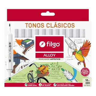 Marcadores Sketch Filgo Alloy Caja X12 Colores Clasicos 2023