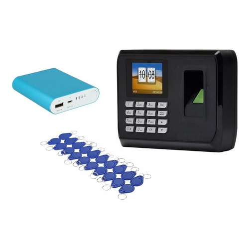 Reloj Control Horario Biometrico Prosoft+batería+25 Llaveros Color Negro