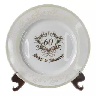 Prato Bodas De Diamante 60 Anos  27 Cm .perola