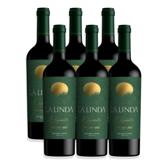 Vino Tinto La Linda  Malbec Orgánico 750ml Caja X6u Mendoza