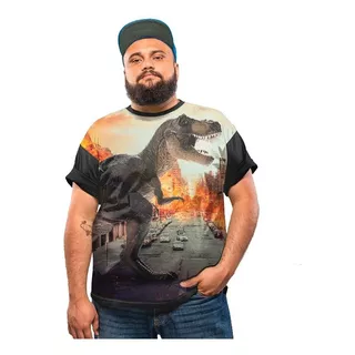 Camiseta Plus Size Dinossauro Jurassic Word Pré Historico