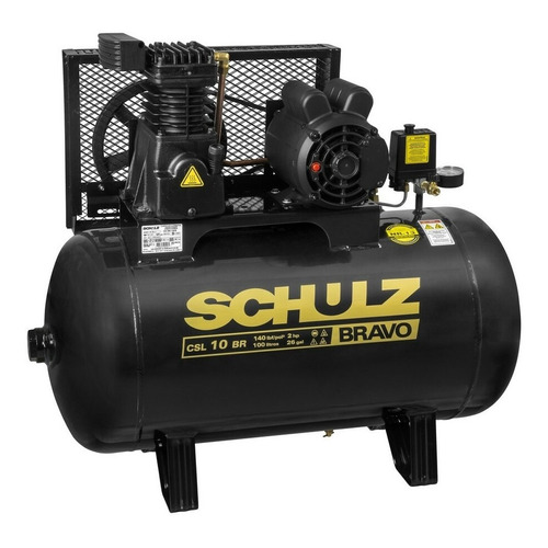 Compresor de aire eléctrico Schulz Bravo CSL 10 BR/100 monofásico 100L 2hp 110V/220V 50Hz/60Hz negro